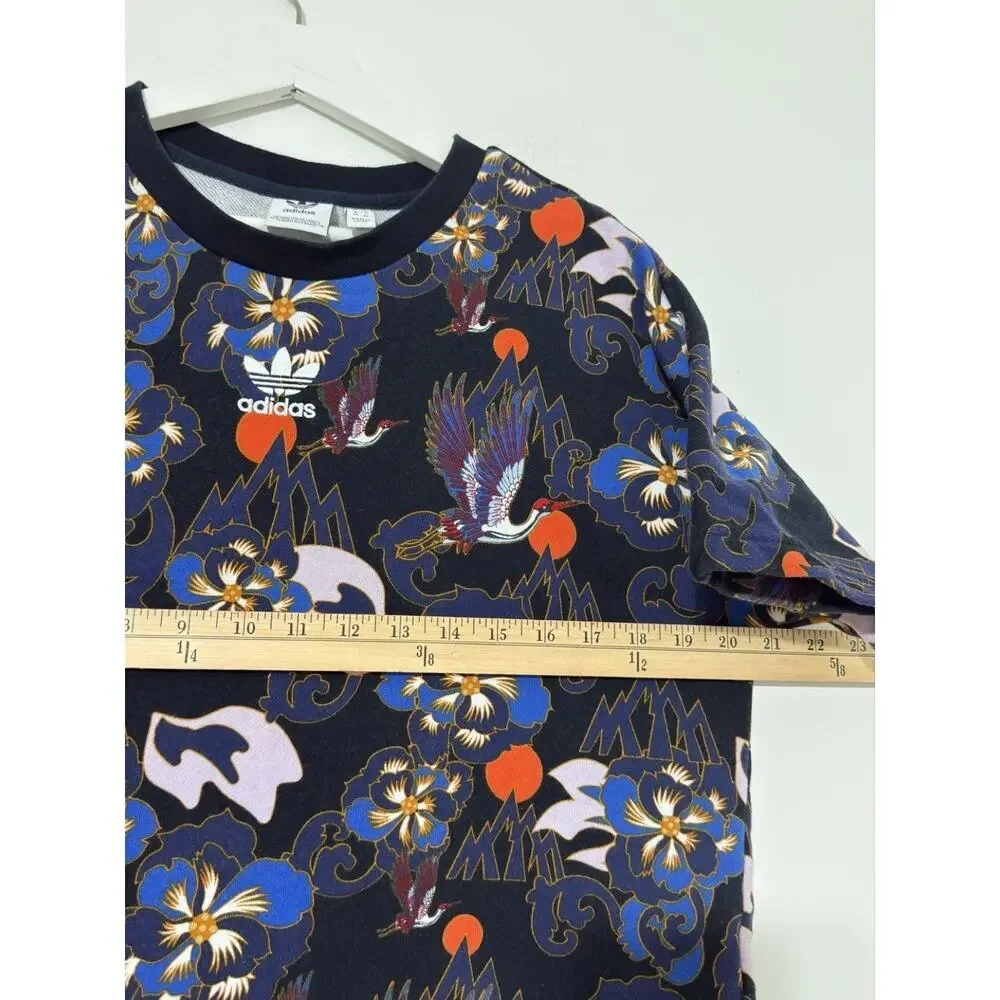 Adidas Originals Women’s M Forbidden City LNY Navy Crane Floral Tee
